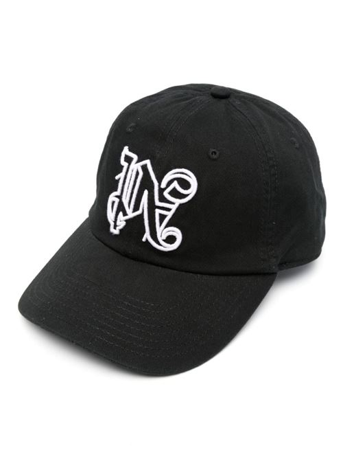 black/white hat with logo print PALM ANGELS | PMLB094R24FAB0121001